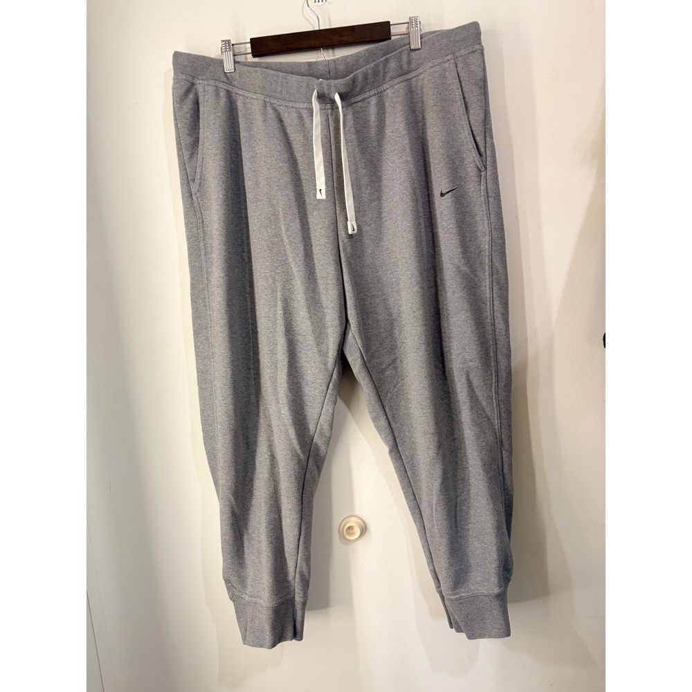 Nike Dri-FIT Fleece Jogger Sweatpants Gray Mens 2XL Drawstring Pockets